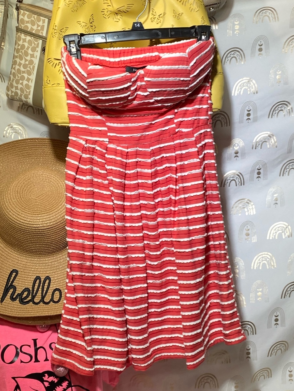New Look Coral Tank Top with Lace Trim